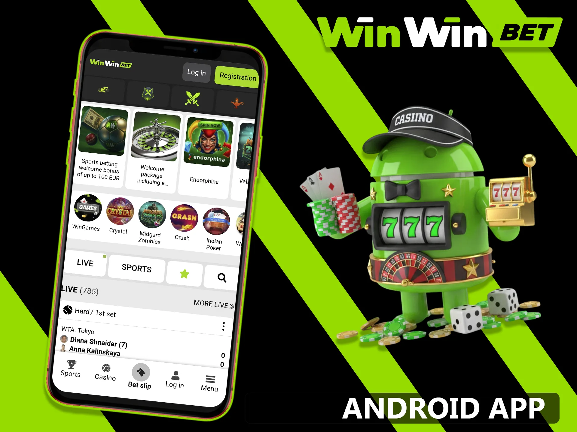 Download the WinWin app for Android and play your favorite games anytime.