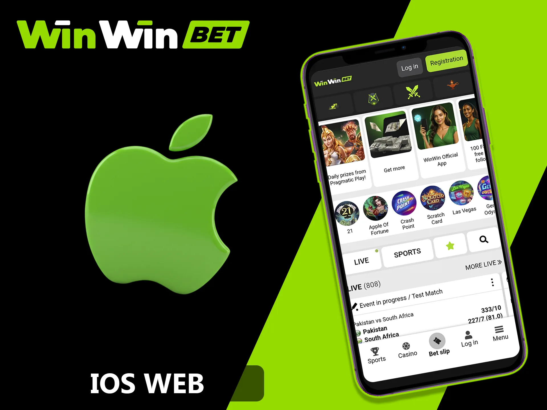 Use WinWin mobile app or web version for iOS.