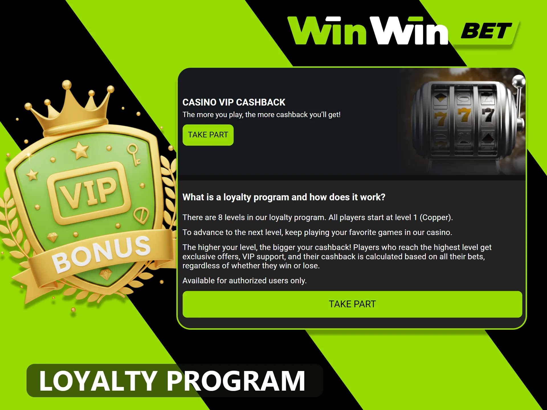 Active WinWin players regularly receive cashback as part of the loyalty program.